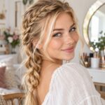 Einfache Flechtfrisuren für Anfänger mit blondem geflochtenem Haar
